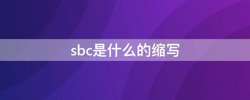 sbc是什么的缩写（sbc全称）