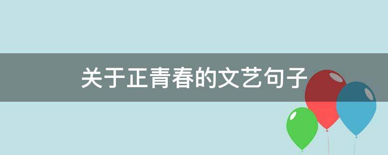 关于正青春的文艺句子（正青春语句）