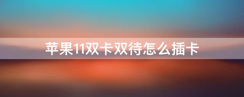 iPhone11双卡双待怎么插卡（iphone11的双卡怎么插）