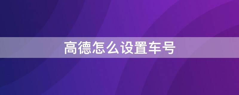 高德怎么设置车号 高德怎么设置车号定位