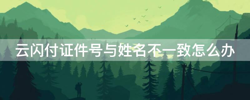 云闪付证件号与姓名不一致怎么办 云闪付绑定银行卡提示证件号与姓名不一致