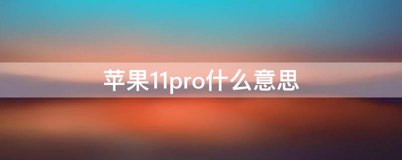 iPhone11pro什么意思 苹果11pro意思