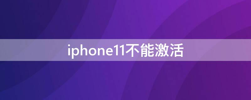 iPhone11不能激活 iphone11不能激活怎么办