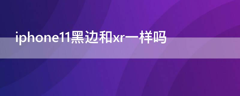 iPhone11黑边和xr一样吗 苹果11的黑边和苹果xr一样吗