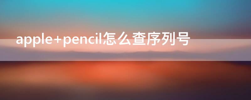 apple pencil怎么查序列号