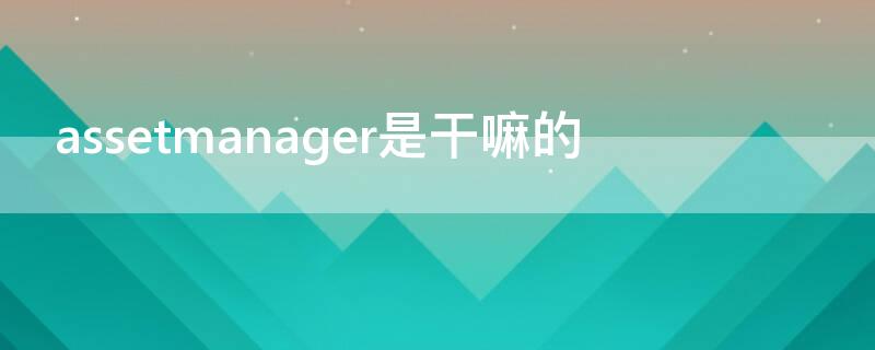 assetmanager是干嘛的 assetbundle manager