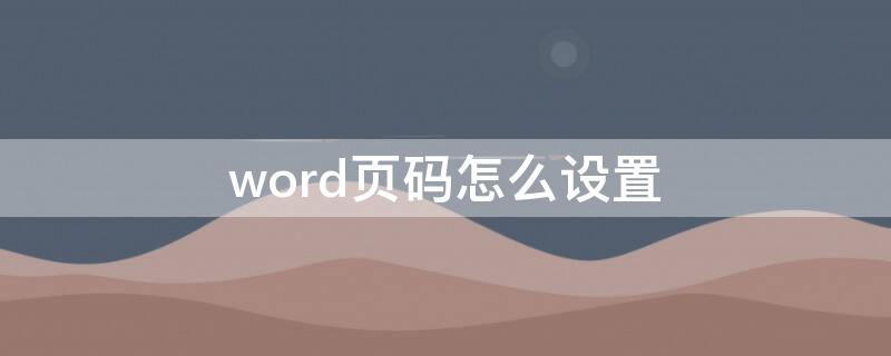 word页码怎么设置 word页码怎么设置罗马数字