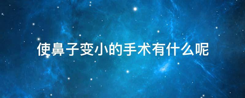 使鼻子变小的手术有什么呢 使鼻子变小的手术有什么呢图片