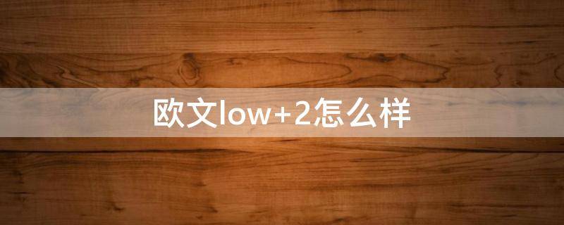 欧文low（欧文low2配置）