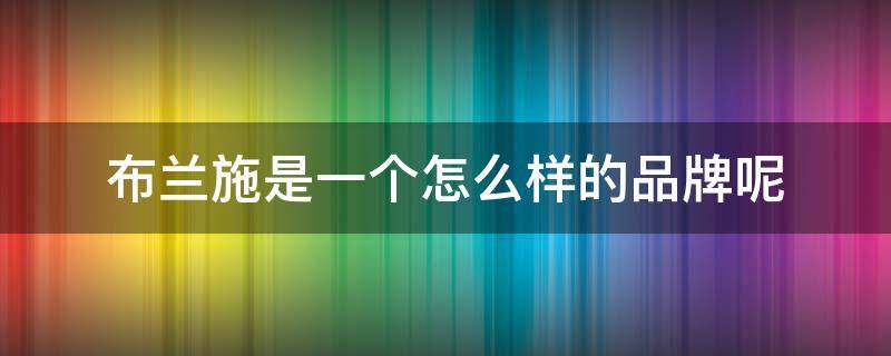 布兰施是一个怎么样的品牌呢（布兰施品牌属于什么档次）