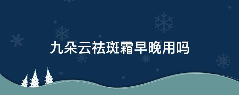 九朵云祛斑霜早晚用吗（九朵云祛斑霜可以擦着睡觉吗）