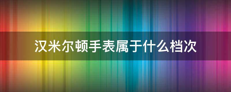 汉米尔顿手表属于什么档次（汉米尔顿手表属于什么档次的品牌）