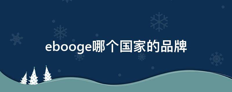 ebooge哪个国家的品牌（ebug是啥牌子）