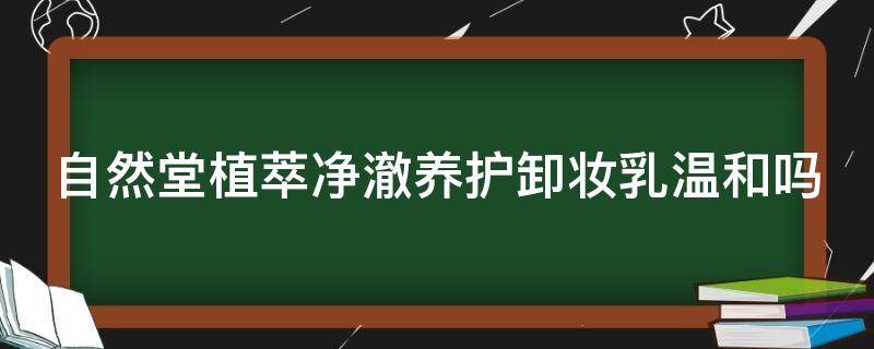 自然堂植萃净澈养护卸妆乳温和吗（自然堂净澈养护卸妆水）