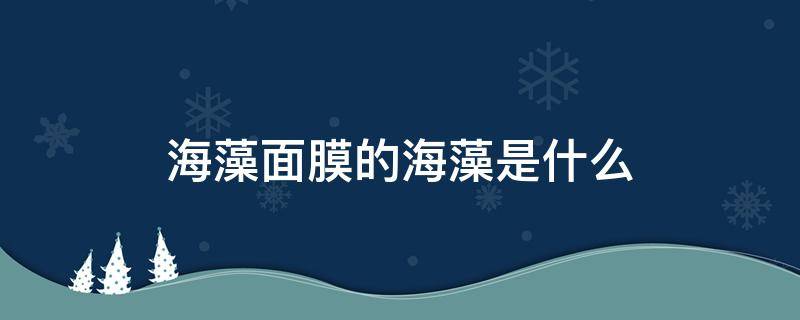 海藻面膜的海藻是什么（海藻面膜海藻是什么成分）