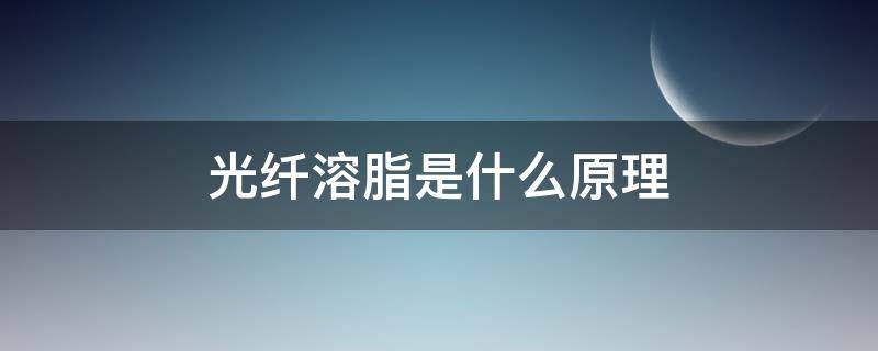 光纤溶脂是什么原理（光纤溶脂是什么原理的）