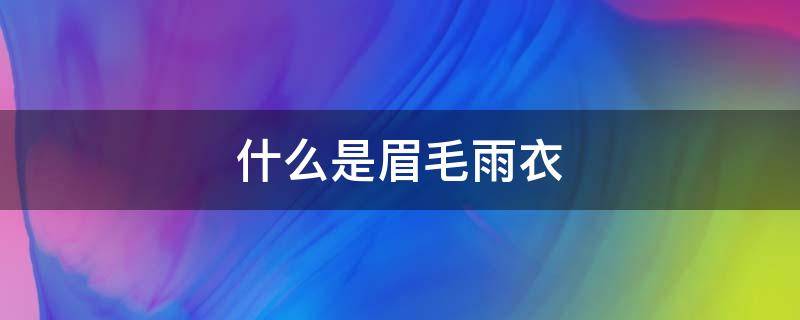 什么是眉毛雨衣（眉毛雨衣是什么东西）