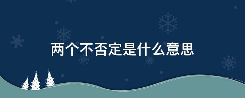 两个不否定是什么意思 二个不否定