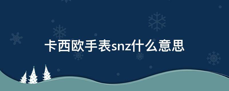 卡西欧手表snz什么意思（卡西欧手表smz是什么意思）