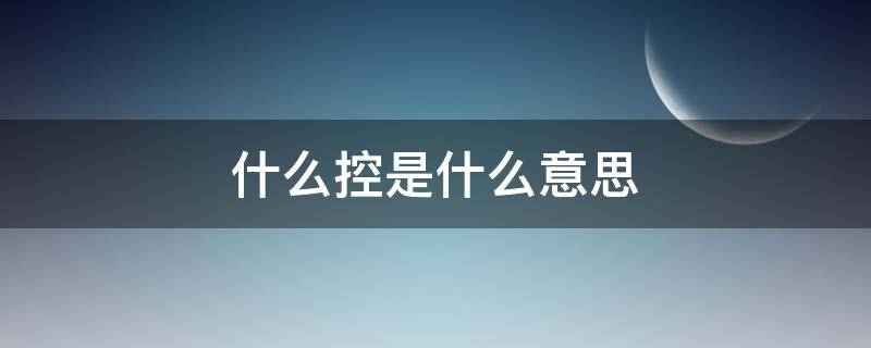 什么控是什么意思（什么控是什么意思网络用语）