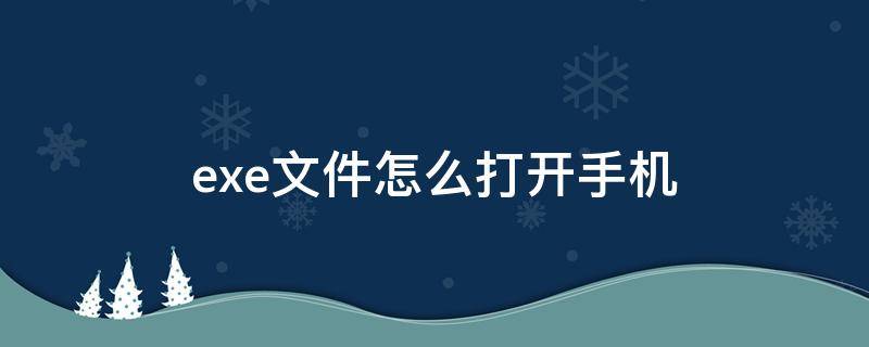 exe文件怎么打开手机 exe文件怎么打开手机安卓软件