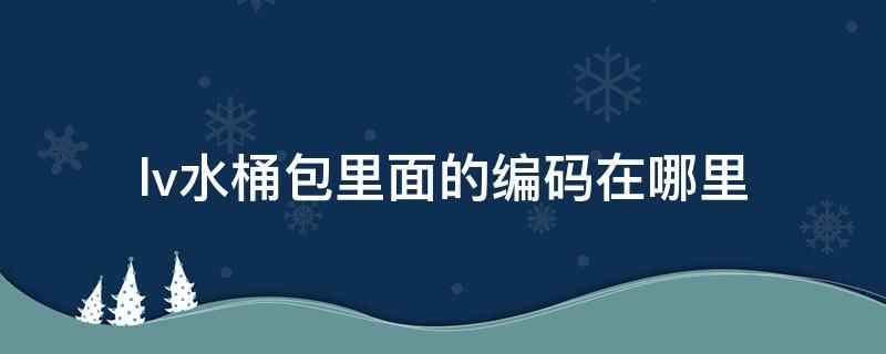 lv水桶包里面的编码在哪里 lv水桶包编码怎么看