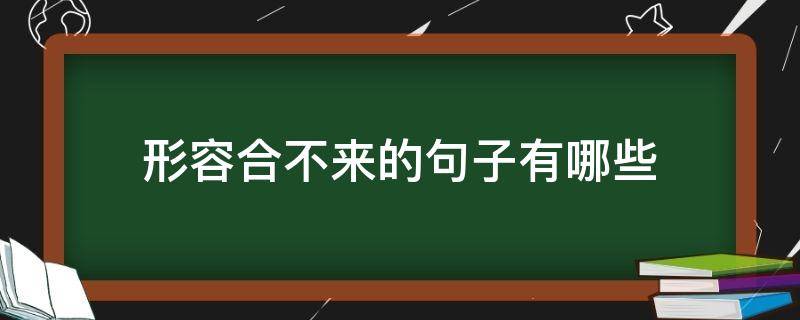 形容合不来的句子有哪些 形容合不来的成语