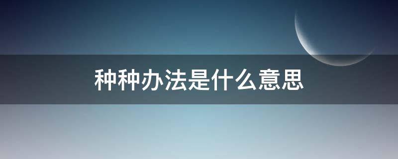 种种办法是什么意思（种种办法是什么成语）