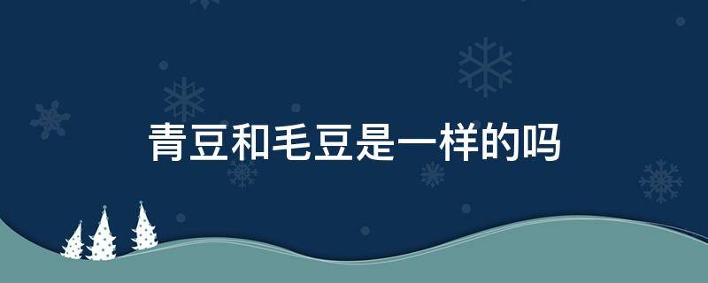 青豆和毛豆是一样的吗（青豆和毛豆是一样的吗图片）