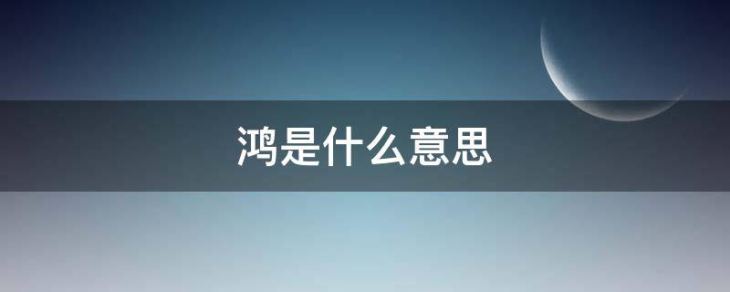 鸿是什么意思 鸿儒是什么意思