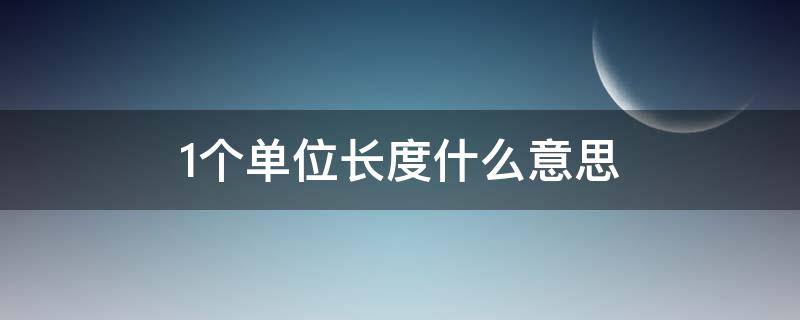 1个单位长度什么意思 一个单位长度是多少厘米