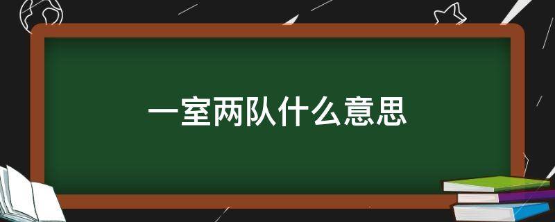 一室两队什么意思（派出所一室两队什么意思）