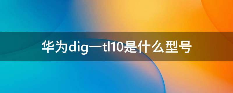 华为dig一tl10是什么型号 华为dig-tl10参数