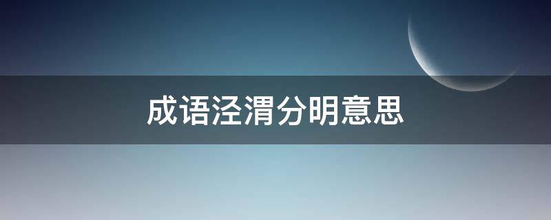 成语泾渭分明意思（成语泾渭分明的意思）