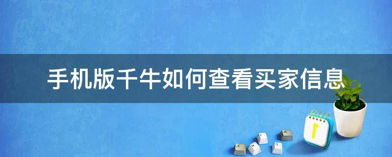 手机版千牛如何查看买家信息（千牛用手机查看买家订单信息）