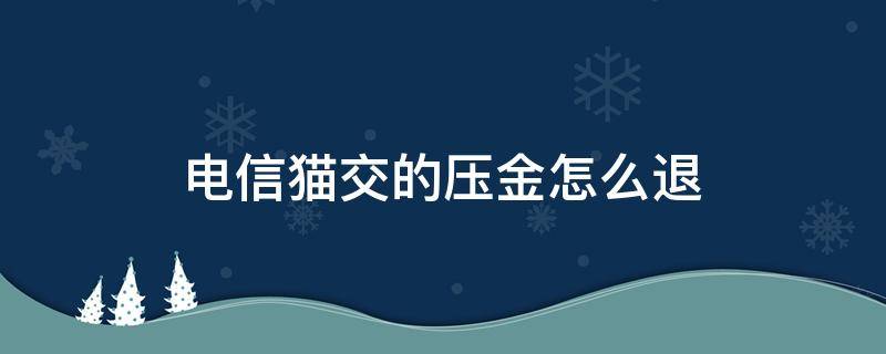 电信猫交的压金怎么退（电信退光猫押金必须要押金单）