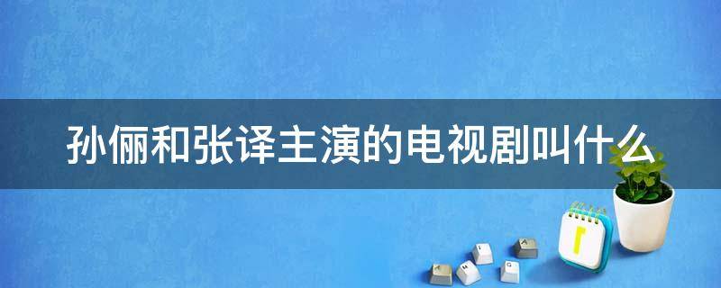 孙俪和张译主演的电视剧叫什么 孙俪和张译主演的电视剧叫什么名字来着