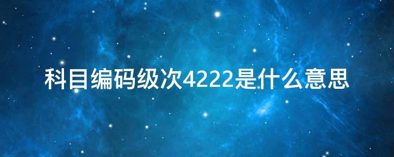 科目编码级次4222是什么意思 科目编码级次4222是什么意思.并举例说明