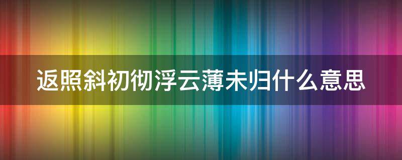 返照斜初彻浮云薄未归什么意思 返照斜初彻的意思