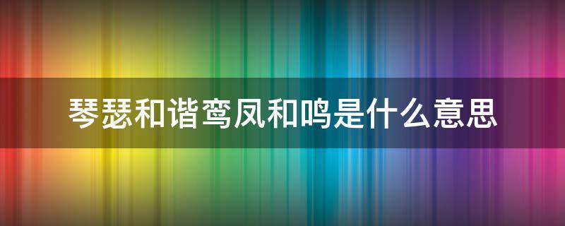 琴瑟和谐鸾凤和鸣是什么意思（琴瑟之好鸾凤和鸣什么意思）