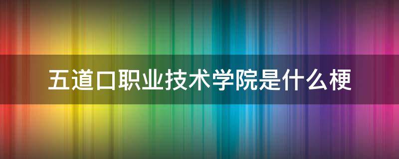 五道口职业技术学院是什么梗