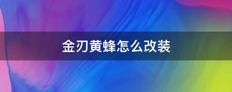 金刃黄蜂怎么改装 金刃黄蜂怎么改装?