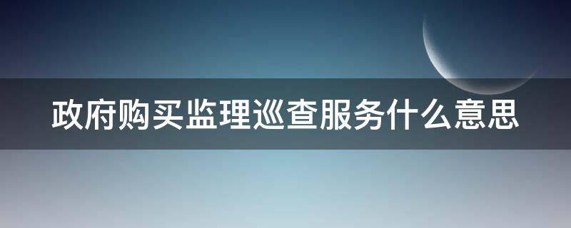 政府购买监理巡查服务什么意思（购买监理巡查服务是什么意思）