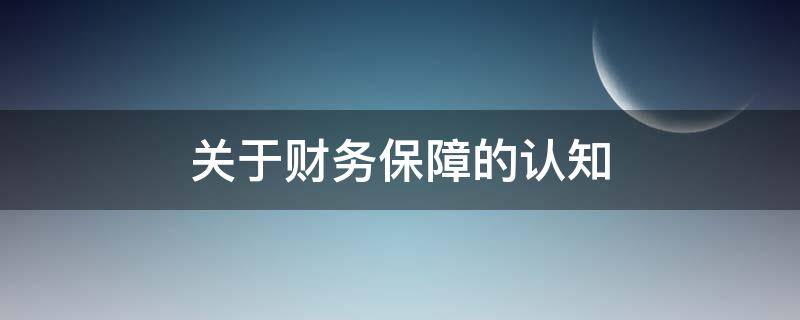 关于财务保障的认知 关于财务保障的认知与理解