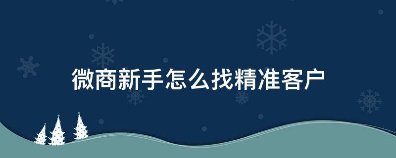 微商新手怎么找精准客户（微商如何找精准客户）