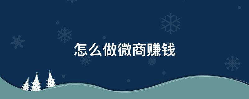 怎么做微商赚钱 怎么做微商赚钱