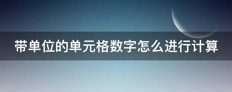 带单位的单元格数字怎么进行计算（带单位的单元格数字怎么进行计算出来）