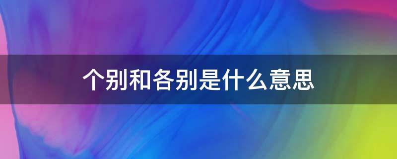 个别和各别是什么意思 个别是一个的意思吗