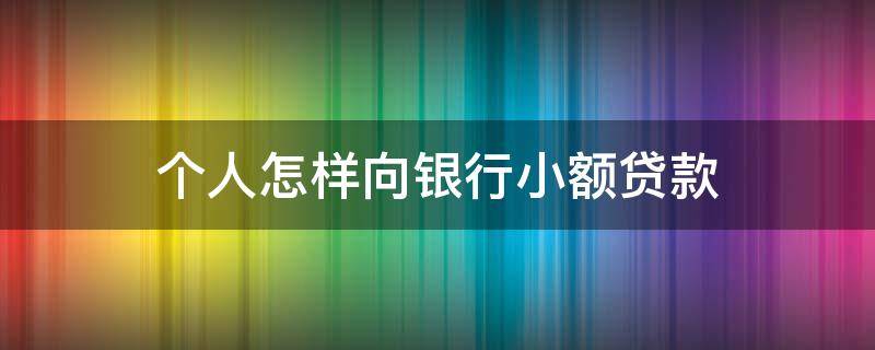 个人怎样向银行小额贷款（个人怎么去银行小额贷款）