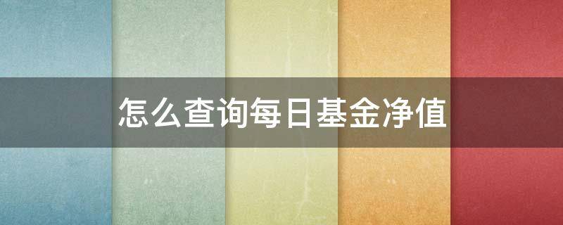 怎么查询每日基金净值 怎么查询每日基金净值情况